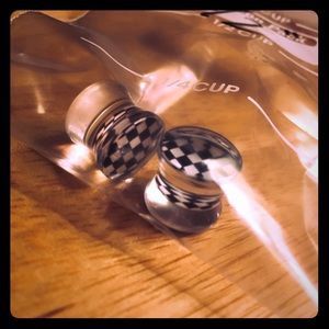 1/2 inch Black and white checkered flare plugs